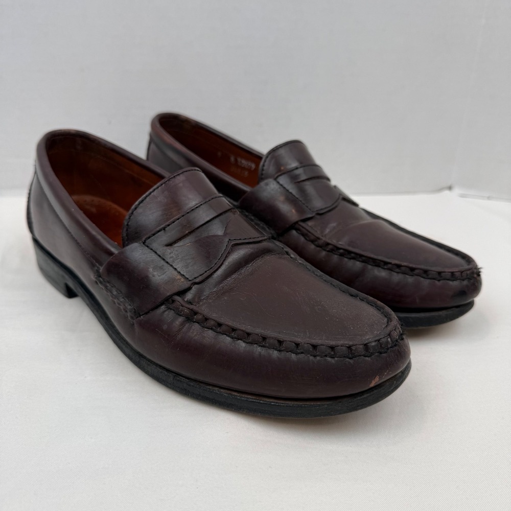 Allen Edmonds Walden Burgundy Leather Penny Loafers Mens 9 B 42477 USA Made